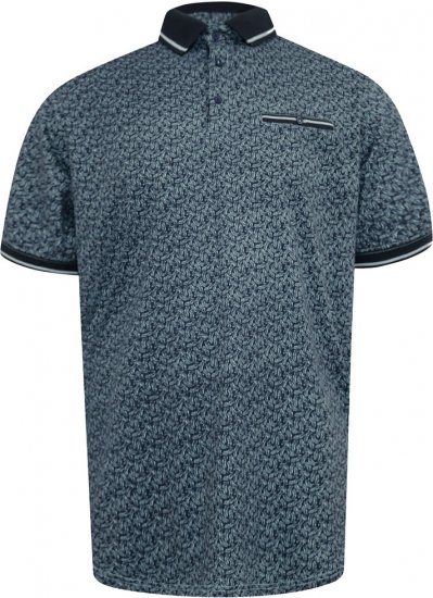 D555 Woolwich AOP Polo Shirt With Ribbed Collar Blue - Πόλο μπλουζάκια - Aνδρικά μπλουζακια πολο μεγάλα μεγέθη