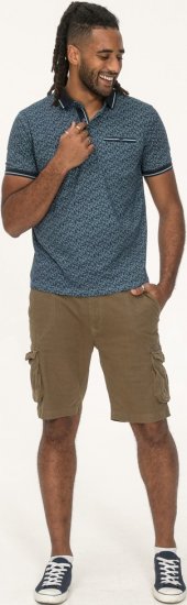 D555 Woolwich AOP Polo Shirt With Ribbed Collar Blue - Πόλο μπλουζάκια - Aνδρικά μπλουζακια πολο μεγάλα μεγέθη