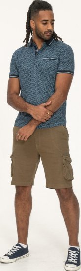 D555 Woolwich AOP Polo Shirt With Ribbed Collar Blue - Πόλο μπλουζάκια - Aνδρικά μπλουζακια πολο μεγάλα μεγέθη