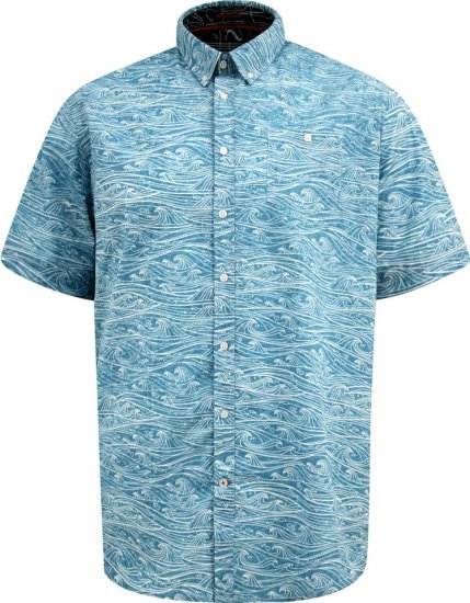 D555 Torquay AOP Short Sleeve Button Down Collar Shirt Blue Wave - Πουκάμισα - Aνδρικά πουκαμισα μεγαλα μεγάλα μεγέθη