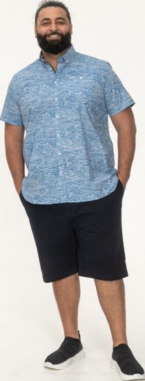 D555 Torquay AOP Short Sleeve Button Down Collar Shirt Blue Wave - Πουκάμισα - Aνδρικά πουκαμισα μεγαλα μεγάλα μεγέθη