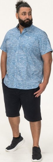 D555 Torquay AOP Short Sleeve Button Down Collar Shirt Blue Wave - Πουκάμισα - Aνδρικά πουκαμισα μεγαλα μεγάλα μεγέθη