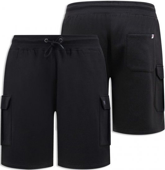 D555 Wigan 2 Elasticated Waist Fleece Cargo Shorts Black - Αθλητικές φόρμες/σορτσάκια - Αθλητικές Φόρμες ανδρικεσ μεγάλα μεγέθη