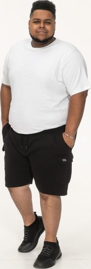 D555 Wigan 2 Elasticated Waist Fleece Cargo Shorts Black - Αθλητικές φόρμες/σορτσάκια - Αθλητικές Φόρμες ανδρικεσ μεγάλα μεγέθη