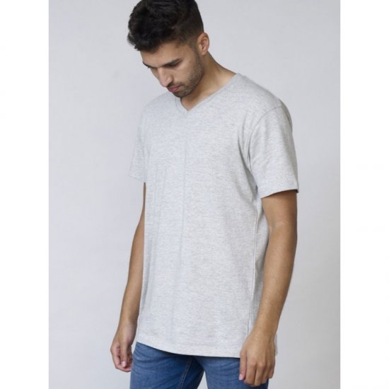 D555 Signature V-neck T-shirt Grey - Μακό μπλουζάκια - Aνδρικά μπλουζεσ μεγάλα μεγέθη