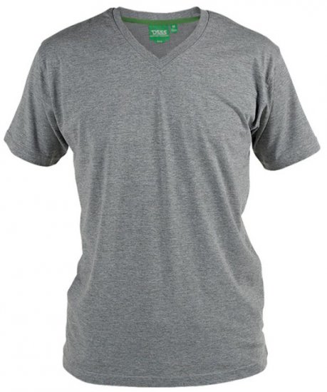 D555 Signature V-neck T-shirt Grey - Μακό μπλουζάκια - Aνδρικά μπλουζεσ μεγάλα μεγέθη