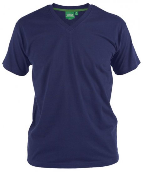 D555 Signature V-neck T-shirt Navy - Μακό μπλουζάκια - Aνδρικά μπλουζεσ μεγάλα μεγέθη