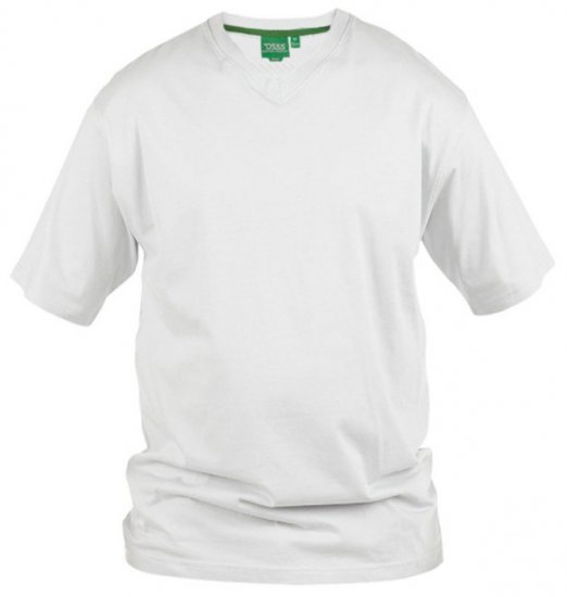 D555 Signature V-neck T-shirt White - Μακό μπλουζάκια - Aνδρικά μπλουζεσ μεγάλα μεγέθη