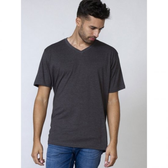 D555 Signature V-neck T-shirt Charcoal - Μακό μπλουζάκια - Aνδρικά μπλουζεσ μεγάλα μεγέθη