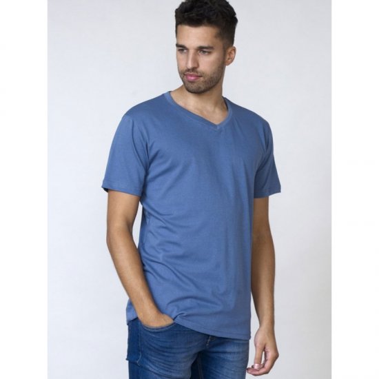 D555 Signature V-neck T-shirt Teal - Μακό μπλουζάκια - Aνδρικά μπλουζεσ μεγάλα μεγέθη