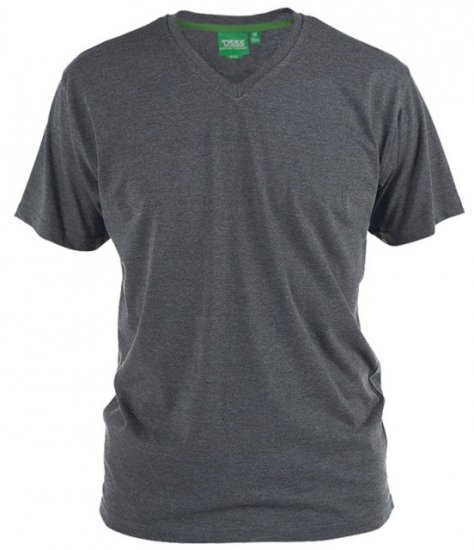 D555 Signature V-neck T-shirt Charcoal - Μακό μπλουζάκια - Aνδρικά μπλουζεσ μεγάλα μεγέθη