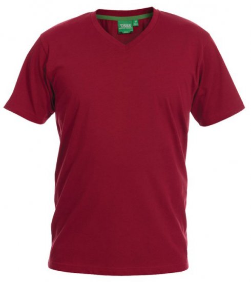 D555 Signature V-neck T-shirt Red - Μακό μπλουζάκια - Aνδρικά μπλουζεσ μεγάλα μεγέθη