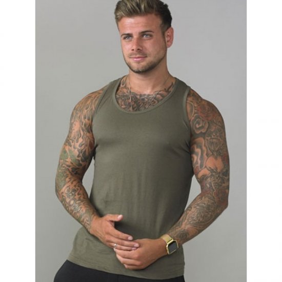 D555 Fabio Tanktop Khaki - Μακό μπλουζάκια - Aνδρικά μπλουζεσ μεγάλα μεγέθη