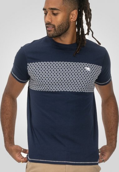 D555 Swansea Cut And Sew Crew Neck T-Shirt Navy - Μακό μπλουζάκια - Aνδρικά μπλουζεσ μεγάλα μεγέθη