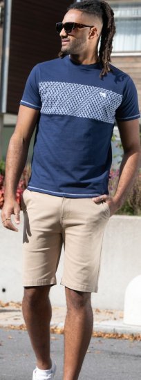 D555 Swansea Cut And Sew Crew Neck T-Shirt Navy - Μακό μπλουζάκια - Aνδρικά μπλουζεσ μεγάλα μεγέθη