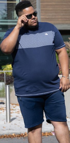 D555 Swansea Cut And Sew Crew Neck T-Shirt Navy - Μακό μπλουζάκια - Aνδρικά μπλουζεσ μεγάλα μεγέθη