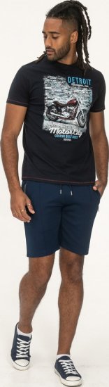 D555 Knowle Detroit Motor Bike Printed Crew Neck T-Shirt Navy - Μακό μπλουζάκια - Aνδρικά μπλουζεσ μεγάλα μεγέθη