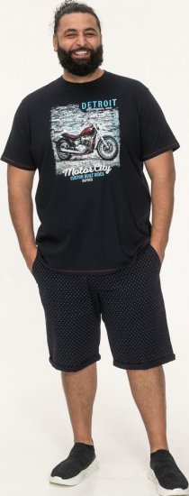 D555 Knowle Detroit Motor Bike Printed Crew Neck T-Shirt Navy - Μακό μπλουζάκια - Aνδρικά μπλουζεσ μεγάλα μεγέθη