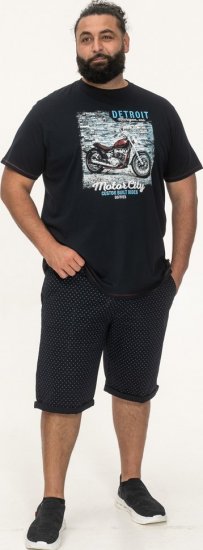 D555 Knowle Detroit Motor Bike Printed Crew Neck T-Shirt Navy - Μακό μπλουζάκια - Aνδρικά μπλουζεσ μεγάλα μεγέθη