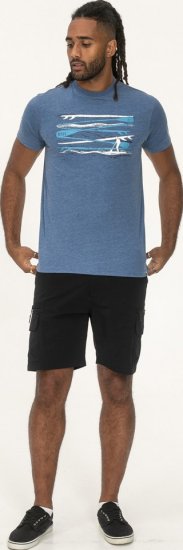 D555 Cardiff Surfer And Waves Printed Crew Neck T-shirt Denim Marl - Μακό μπλουζάκια - Aνδρικά μπλουζεσ μεγάλα μεγέθη