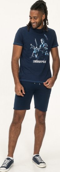D555 Cameron Official Terminator Printed Crew Neck T-Shirt Dark Navy - Μακό μπλουζάκια - Aνδρικά μπλουζεσ μεγάλα μεγέθη