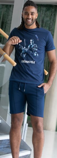 D555 Cameron Official Terminator Printed Crew Neck T-Shirt Dark Navy - Μακό μπλουζάκια - Aνδρικά μπλουζεσ μεγάλα μεγέθη