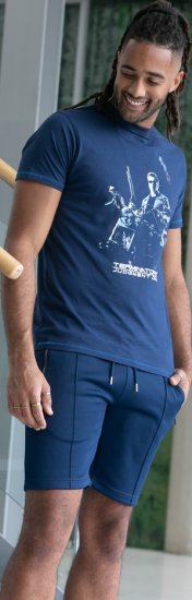 D555 Cameron Official Terminator Printed Crew Neck T-Shirt Dark Navy - Μακό μπλουζάκια - Aνδρικά μπλουζεσ μεγάλα μεγέθη