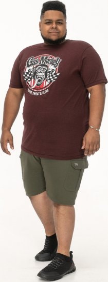 D555 Loughborough Official Gas Monkey Crew Neck T-Shirt Burgundy Black Twist - Μακό μπλουζάκια - Aνδρικά μπλουζεσ μεγάλα μεγέθη