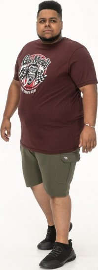 D555 Loughborough Official Gas Monkey Crew Neck T-Shirt Burgundy Black Twist - Μακό μπλουζάκια - Aνδρικά μπλουζεσ μεγάλα μεγέθη