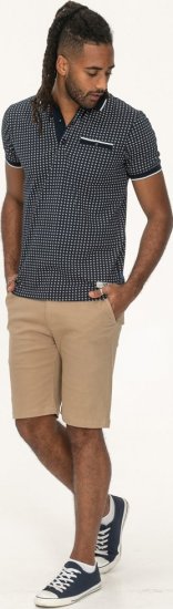 D555 Coventry AOP Polo Shirt Jacquard Collar & Ribbed Cuffs Navy - Πόλο μπλουζάκια - Aνδρικά μπλουζακια πολο μεγάλα μεγέθη