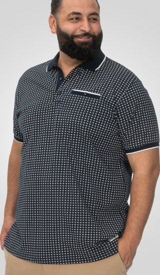 D555 Coventry AOP Polo Shirt Jacquard Collar & Ribbed Cuffs Navy - Πόλο μπλουζάκια - Aνδρικά μπλουζακια πολο μεγάλα μεγέθη
