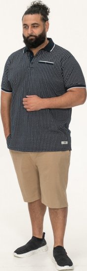 D555 Coventry AOP Polo Shirt Jacquard Collar & Ribbed Cuffs Navy - Πόλο μπλουζάκια - Aνδρικά μπλουζακια πολο μεγάλα μεγέθη