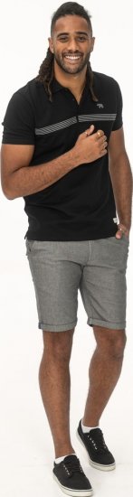 D555 Stafford Cut And Sew Embroidery Stripe Short Sleeve Polo Black - Πόλο μπλουζάκια - Aνδρικά μπλουζακια πολο μεγάλα μεγέθη