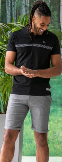 D555 Stafford Cut And Sew Embroidery Stripe Short Sleeve Polo Black - Πόλο μπλουζάκια - Aνδρικά μπλουζακια πολο μεγάλα μεγέθη