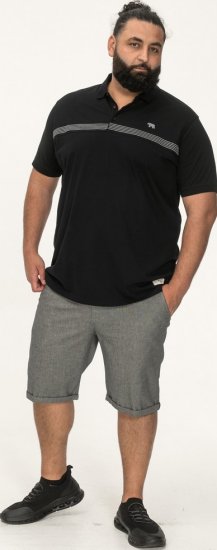 D555 Stafford Cut And Sew Embroidery Stripe Short Sleeve Polo Black - Πόλο μπλουζάκια - Aνδρικά μπλουζακια πολο μεγάλα μεγέθη