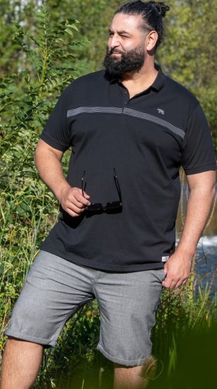 D555 Stafford Cut And Sew Embroidery Stripe Short Sleeve Polo Black - Πόλο μπλουζάκια - Aνδρικά μπλουζακια πολο μεγάλα μεγέθη