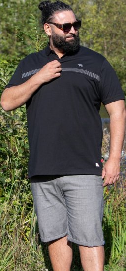 D555 Stafford Cut And Sew Embroidery Stripe Short Sleeve Polo Black - Πόλο μπλουζάκια - Aνδρικά μπλουζακια πολο μεγάλα μεγέθη