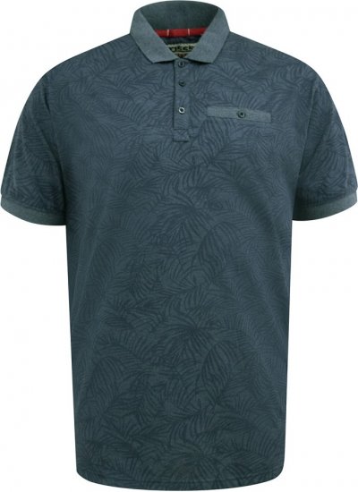 D555 Uttoxeter AOP Leaf Print Short Sleeve Polo Denim - Πόλο μπλουζάκια - Aνδρικά μπλουζακια πολο μεγάλα μεγέθη