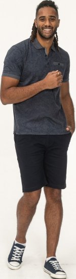 D555 Uttoxeter AOP Leaf Print Short Sleeve Polo Denim - Πόλο μπλουζάκια - Aνδρικά μπλουζακια πολο μεγάλα μεγέθη