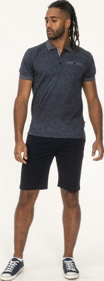 D555 Uttoxeter AOP Leaf Print Short Sleeve Polo Denim - Πόλο μπλουζάκια - Aνδρικά μπλουζακια πολο μεγάλα μεγέθη