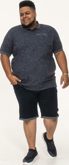 D555 Uttoxeter AOP Leaf Print Short Sleeve Polo Denim - Πόλο μπλουζάκια - Aνδρικά μπλουζακια πολο μεγάλα μεγέθη