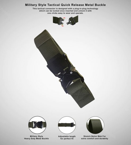 D555 Dale Tactical Stretch Webbing Belt with Heavy Duty Quick Release Buckle Khaki - Ζώνες - Ανδρικές ζώνες μεγάλα μεγέθη