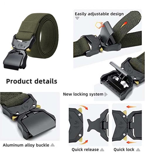 D555 Dale Tactical Stretch Webbing Belt with Heavy Duty Quick Release Buckle Khaki - Ζώνες - Ανδρικές ζώνες μεγάλα μεγέθη