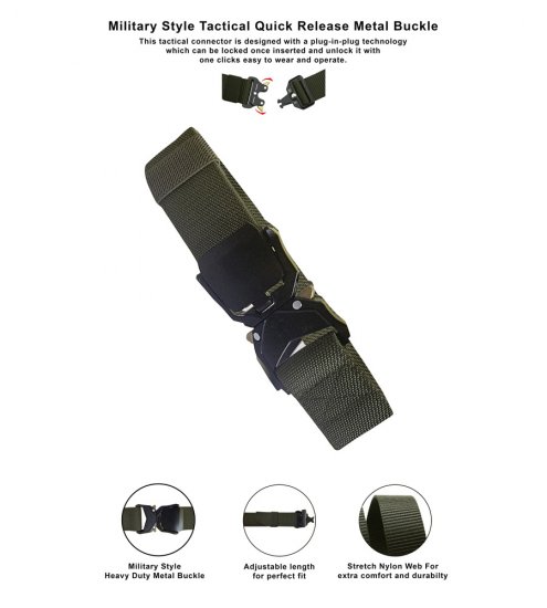 D555 Dale Tactical Stretch Webbing Belt with Heavy Duty Quick Release Buckle Khaki - Ζώνες - Ανδρικές ζώνες μεγάλα μεγέθη