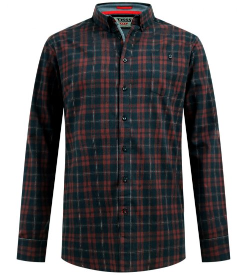 D555 Horsham Long Sleeve Shirt with Chest Pocket Burgundy/Black Check - Πουκάμισα - Aνδρικά πουκαμισα μεγαλα μεγάλα μεγέθη