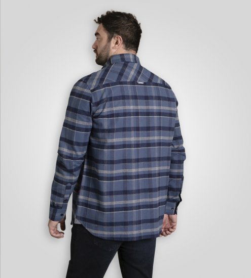 D555 Shrewsbury Long Sleeve with Chest Pocket Blue/Navy Check TALL SIZES - Πουκάμισα - Aνδρικά πουκαμισα μεγαλα μεγάλα μεγέθη