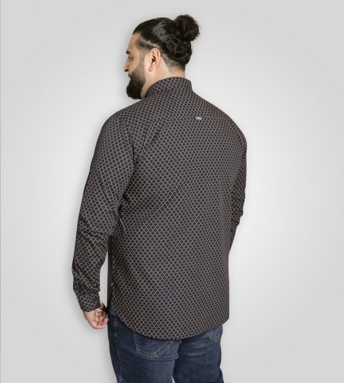 D555 Sheffield Long Sleeve AOP Micro Gold Shirt Navy - Πουκάμισα - Aνδρικά πουκαμισα μεγαλα μεγάλα μεγέθη