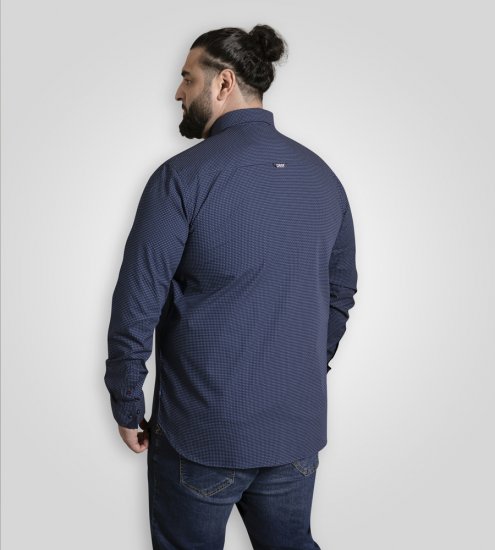 D555 Middlesbrough Long Sleeve AOP Micro Blue Shirt Navy TALL SIZE - Πουκάμισα - Aνδρικά πουκαμισα μεγαλα μεγάλα μεγέθη