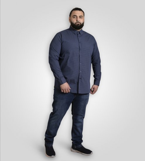 D555 Middlesbrough Long Sleeve AOP Micro Blue Shirt Navy - Πουκάμισα - Aνδρικά πουκαμισα μεγαλα μεγάλα μεγέθη