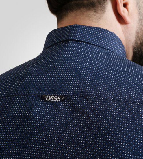 D555 Middlesbrough Long Sleeve AOP Micro Blue Shirt Navy TALL SIZE - Πουκάμισα - Aνδρικά πουκαμισα μεγαλα μεγάλα μεγέθη